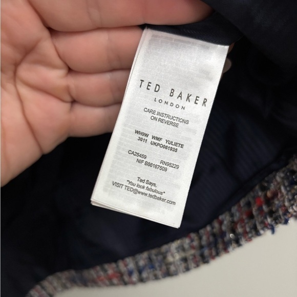 Ted Baker Tweed Fringe Full Zip Jacket Sz 3 - Picture 10 of 13